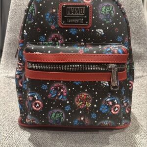 Loungefly Marvel Superhero Black and Red Mini Backpack